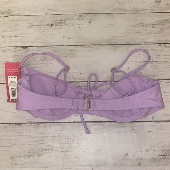 Xhilaration Bikini Top Womens XS Purple Lavender Solid Tie Front NEW Target XS - Picture 4 of 6